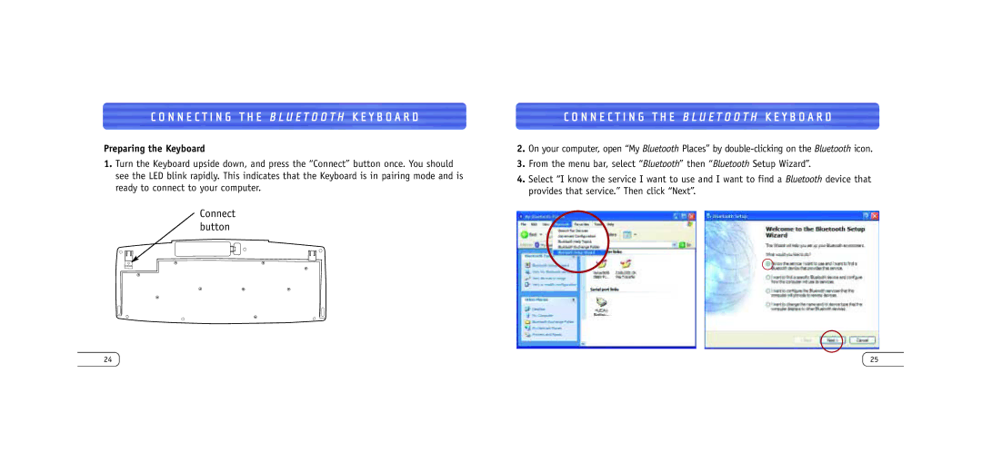 Belkin F8T042UKB user manual N N E C T I N G T H E Bluetooth K E Y B O a R D, Preparing the Keyboard 