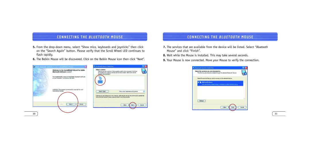 Belkin F8T042UKB user manual Connecting the Bluetooth Mouse 