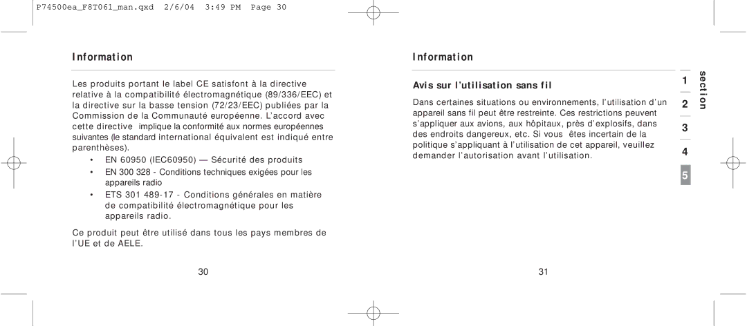 Belkin F8T061 manual Avis sur l’utilisation sans fil 