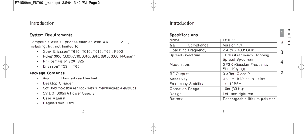 Belkin F8T061 manual System Requirements, Package Contents, Specifications 