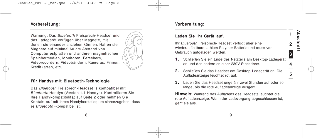 Belkin F8T061 manual Vorbereitung, Für Handys mit Bluetooth-Technologie, Laden Sie Ihr Gerät auf 