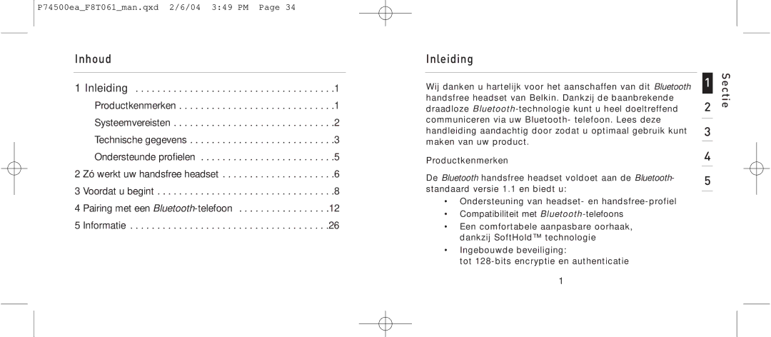 Belkin F8T061 manual Inhoud 