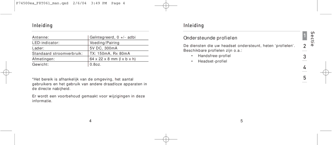 Belkin F8T061 manual Ondersteunde profielen 