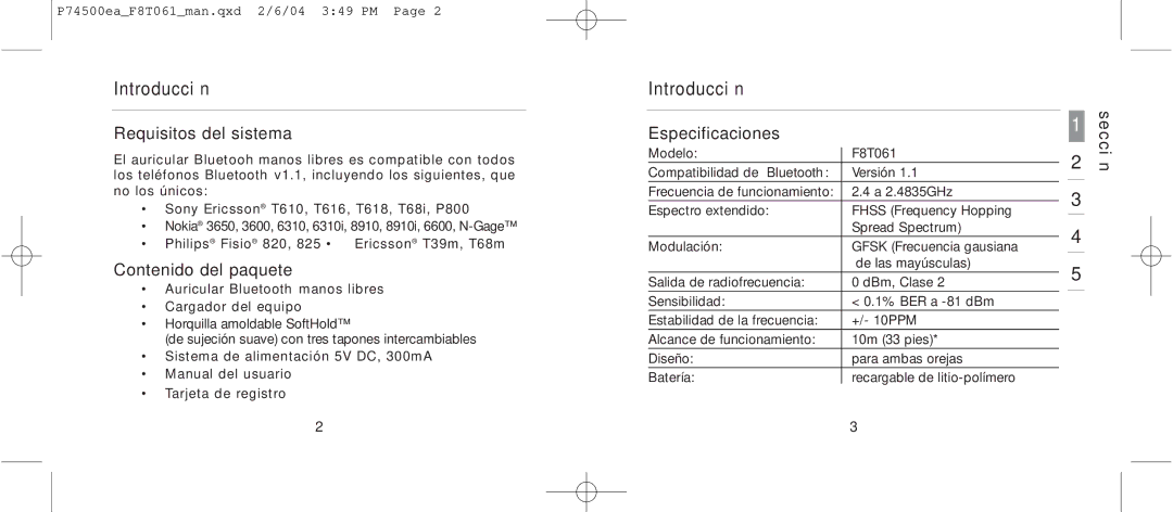 Belkin F8T061 manual Requisitos del sistema, Contenido del paquete, Especificaciones 