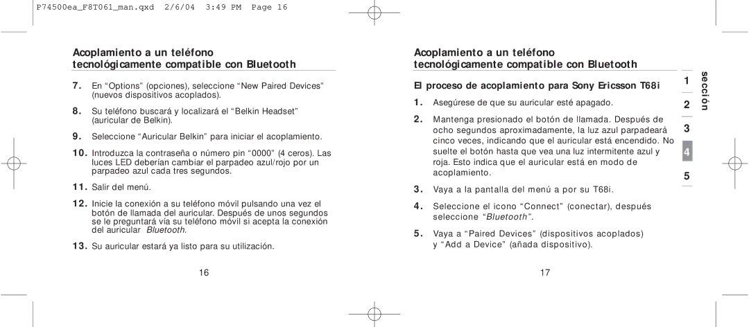 Belkin F8T061 manual Sección 