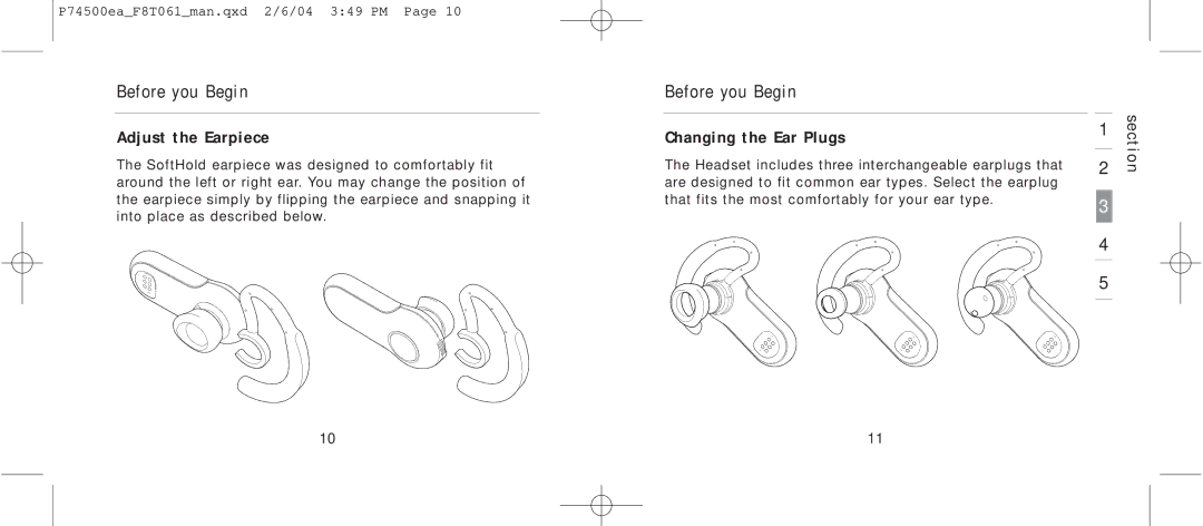 Belkin F8T061 manual Adjust the Earpiece, Changing the Ear Plugs 