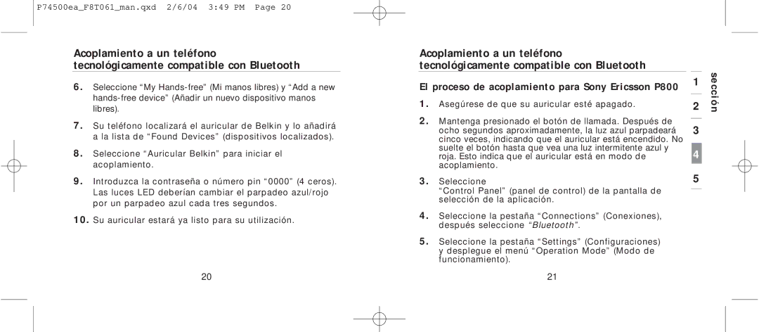 Belkin F8T061 manual Sección 