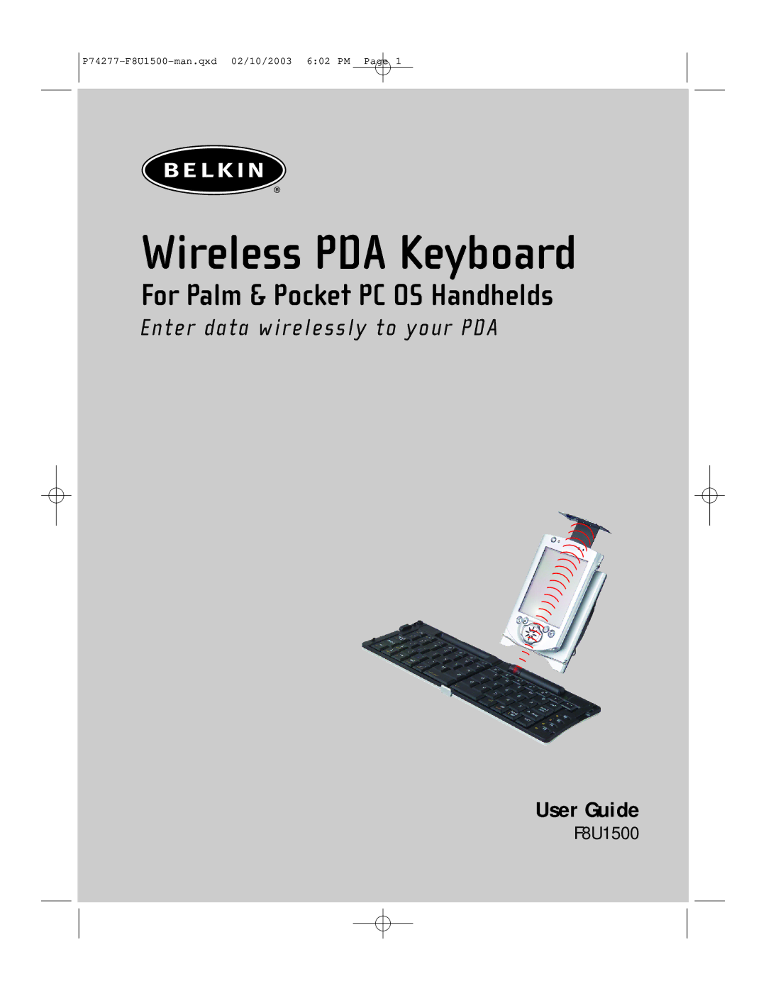 Belkin F8U1500 manual Wireless PDA Keyboard 