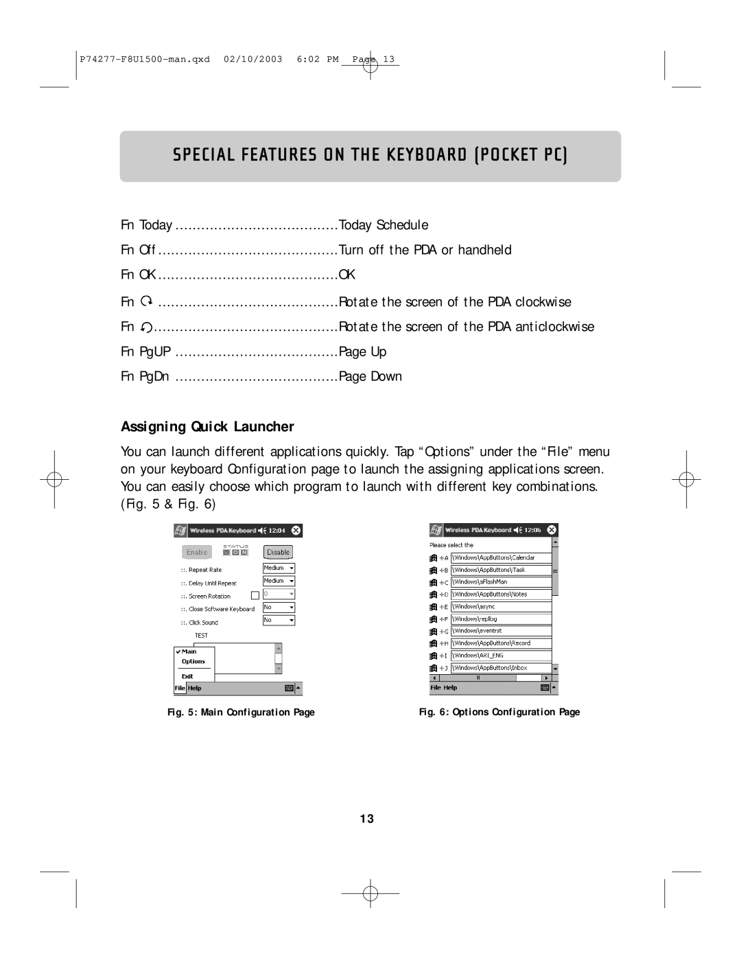 Belkin F8U1500 manual Assigning Quick Launcher, Main Configuration 