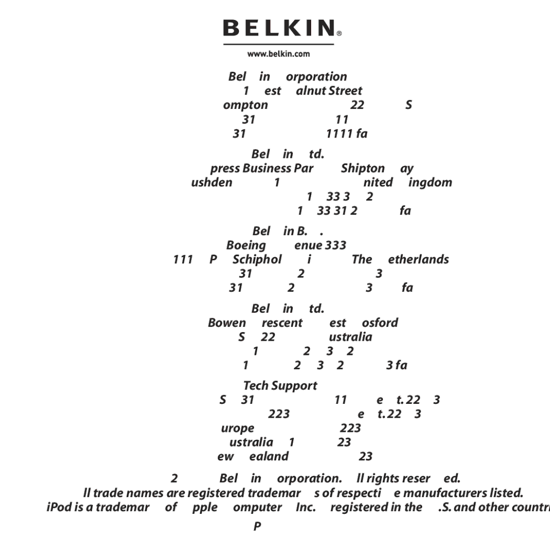 Belkin F8V7097 user manual 