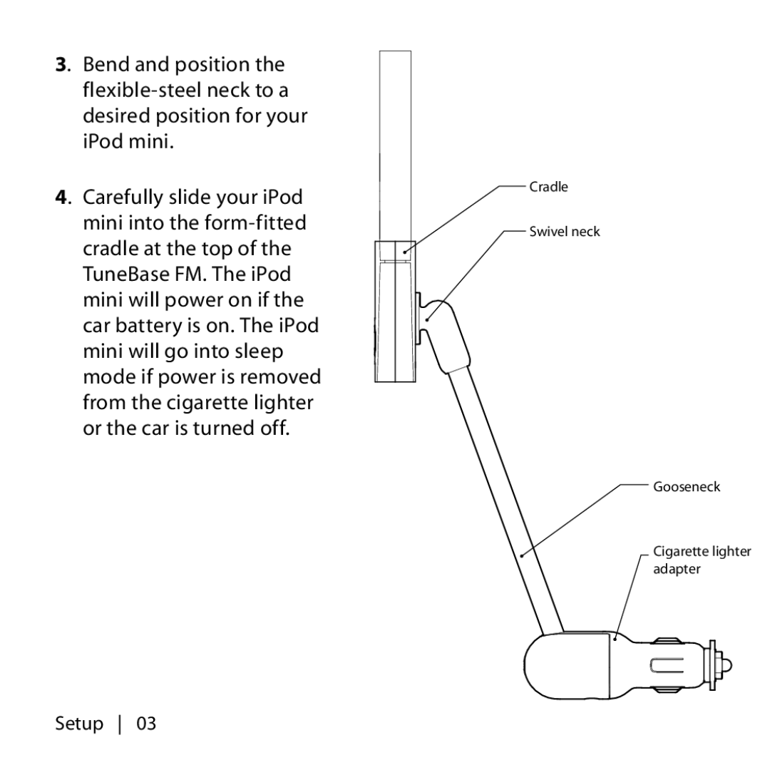 Belkin F8V7097 user manual Cradle Swivel neck Gooseneck Cigarette lighter adapter 