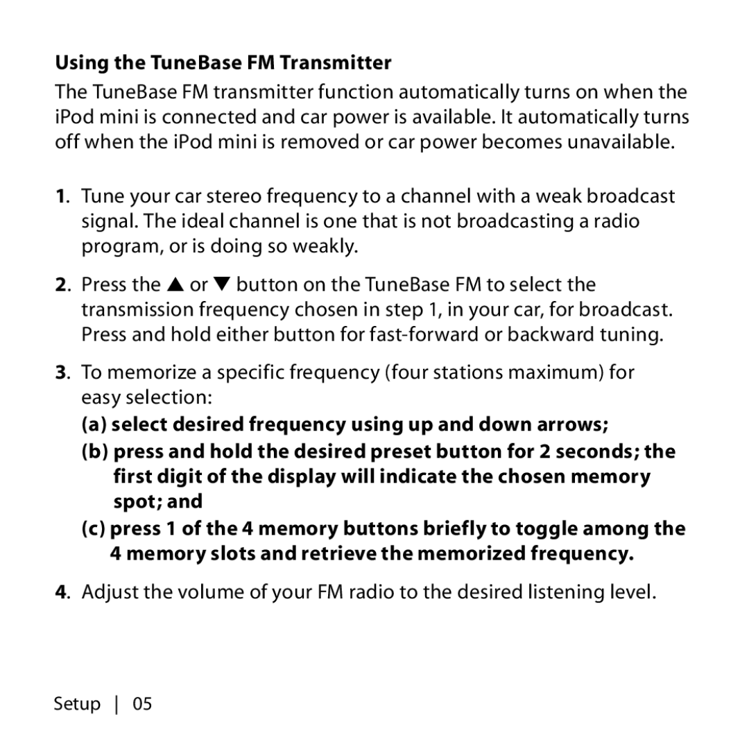 Belkin F8V7097 user manual Using the TuneBase FM Transmitter 