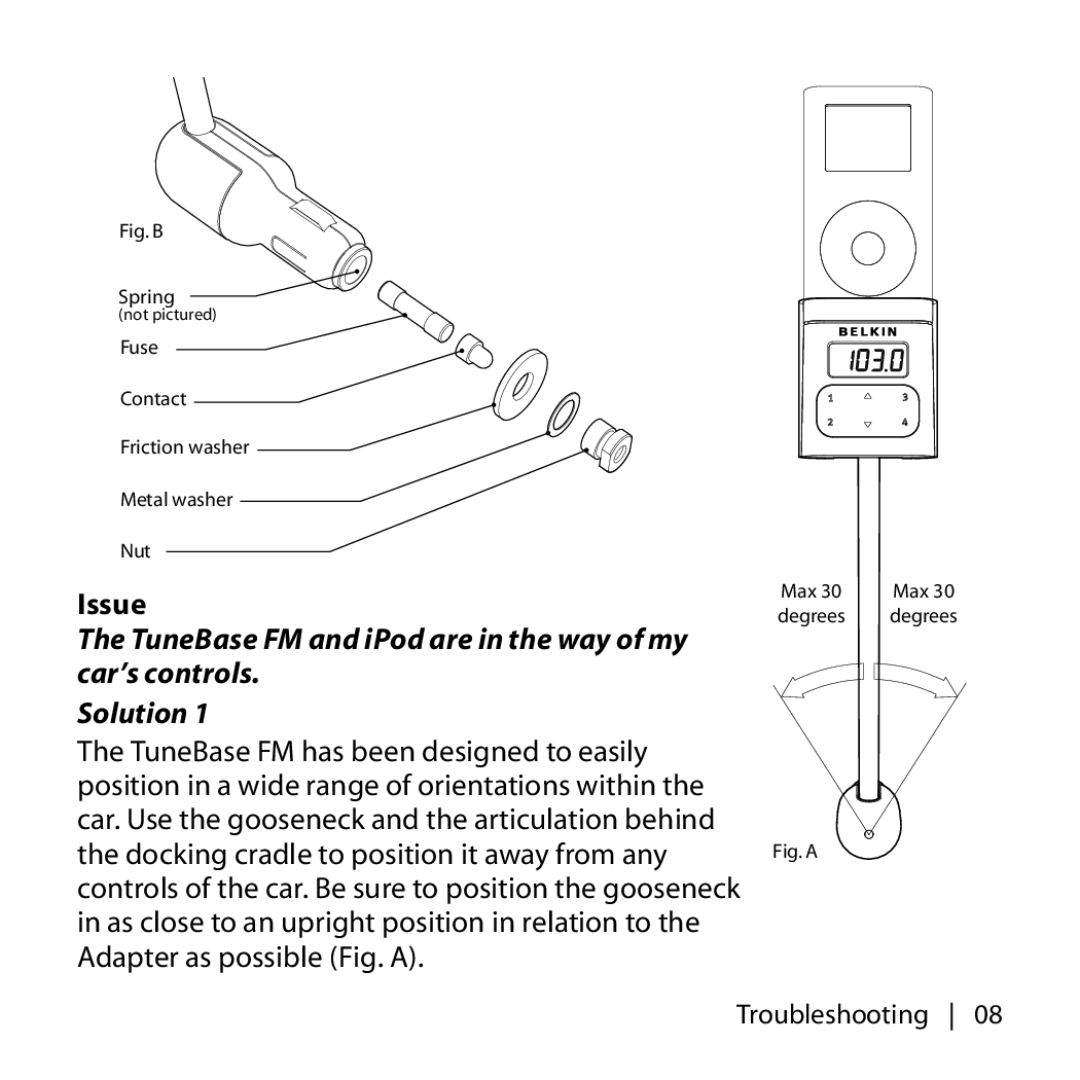 Belkin F8V7097 user manual Fig. B Spring 