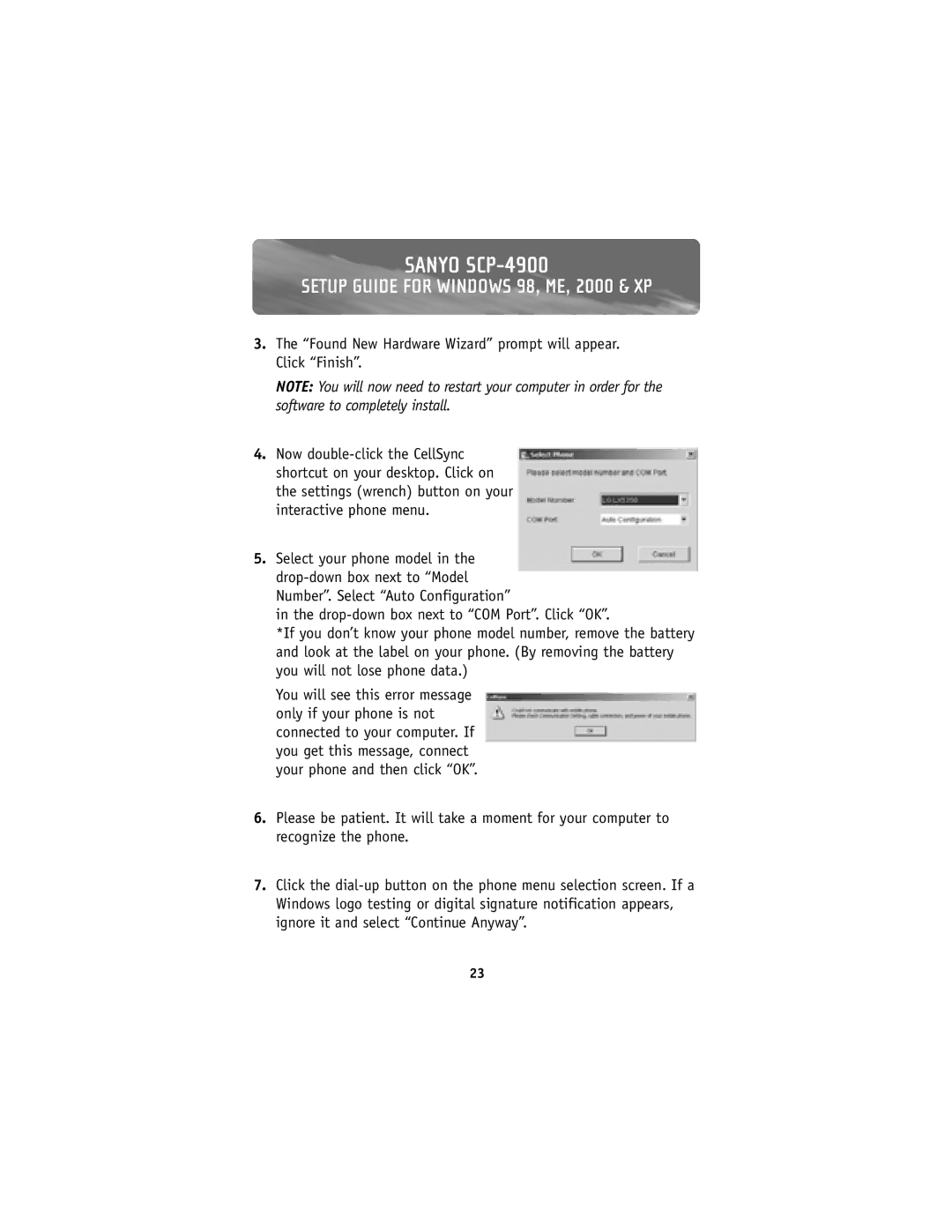 Belkin F8V7D008-SS, F8V7D006-SS user manual Sanyo SCP-4900 