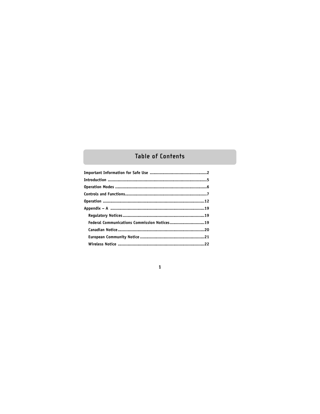 Belkin F8V9017 user manual Table of Contents, Operation, Appendix - A 