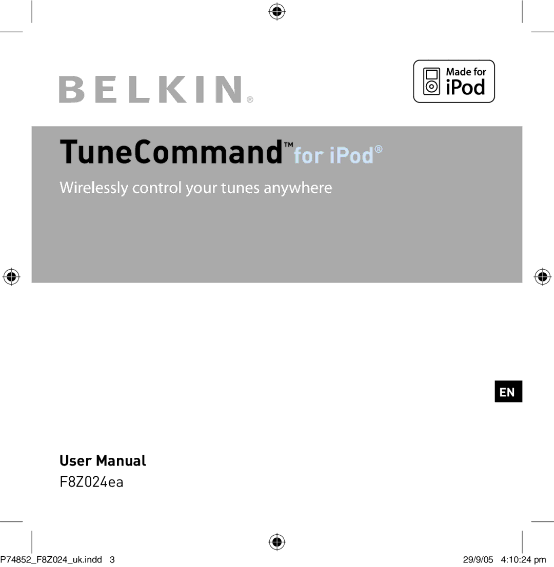 Belkin F8Z024EA user manual TuneCommandfor iPod 