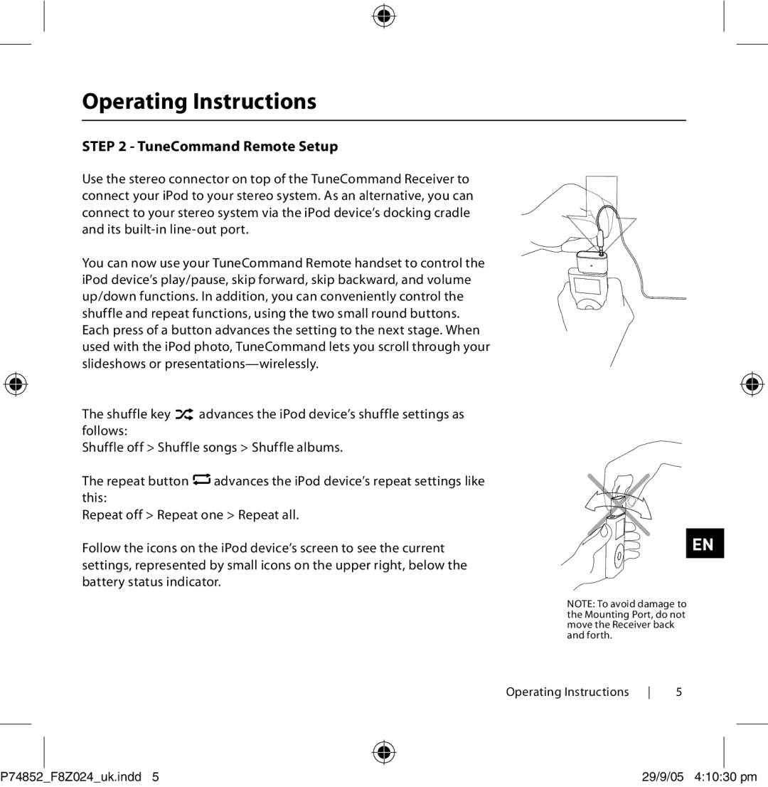 Belkin F8Z024EA user manual Operating Instructions P74852F8Z024uk.indd 29/9/05 41030 pm 