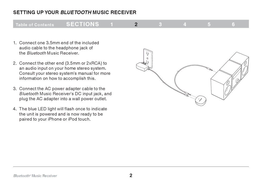 Belkin F8Z492 8820tt00264 user manual Setting Up Your Bluetooth Music Receiver 