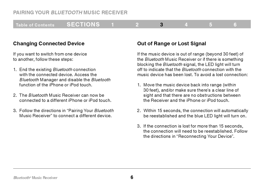 Belkin F8Z492 8820tt00264 user manual Changing Connected Device, Out of Range or Lost Signal 