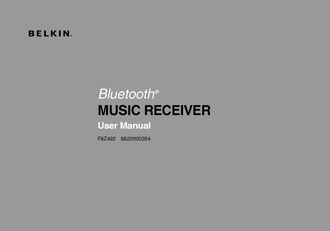 Belkin F8Z492 8820tt00264 user manual Bluetooth, Music Receiver, User Manual 