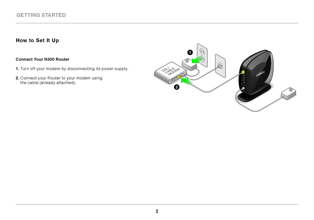 Belkin F9K1002 user manual Getting Started, How to Set It Up, Connect Your N300 Router 