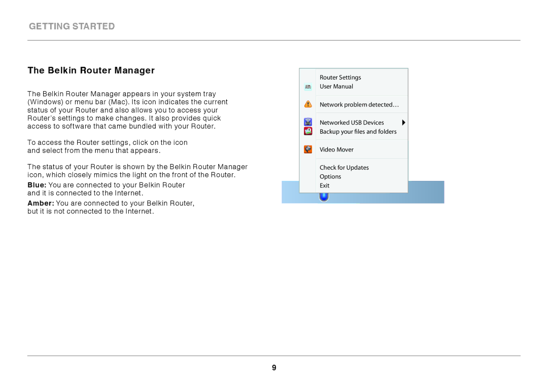 Belkin F9K1002 user manual Belkin Router Manager 