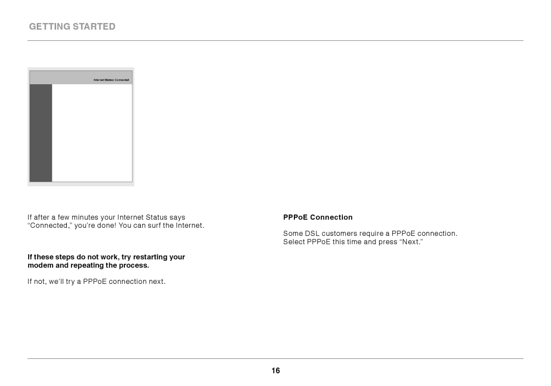 Belkin F9K1002 user manual PPPoE Connection 