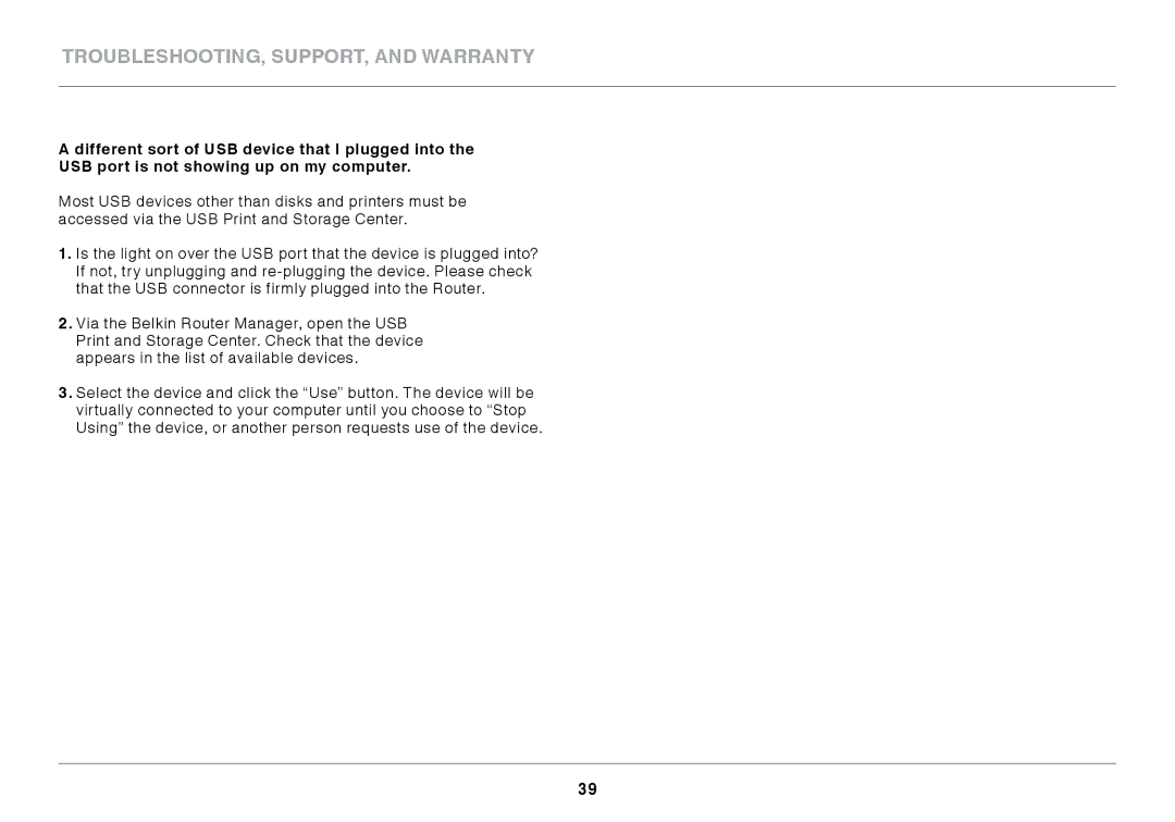 Belkin F9K1102 user manual Troubleshooting, Support, and Warranty 