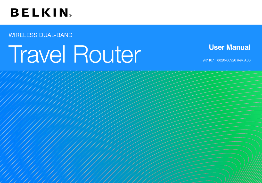 Belkin F9K1107 8820-00920 Rev. A00 user manual Travel Router 