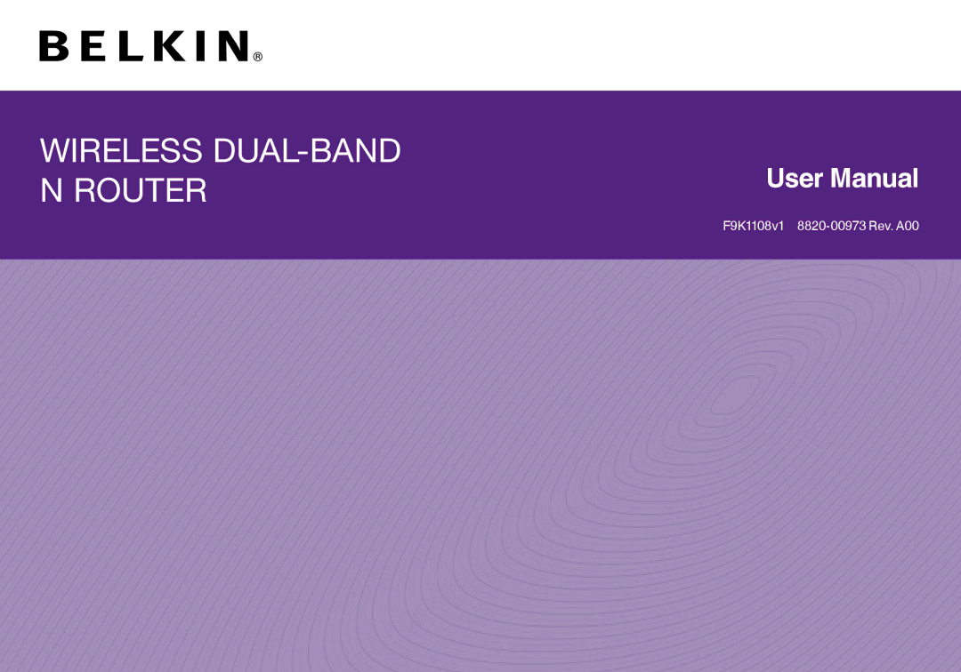 Belkin F9K1108V1 user manual Wireless DUAL-BAND N Router 