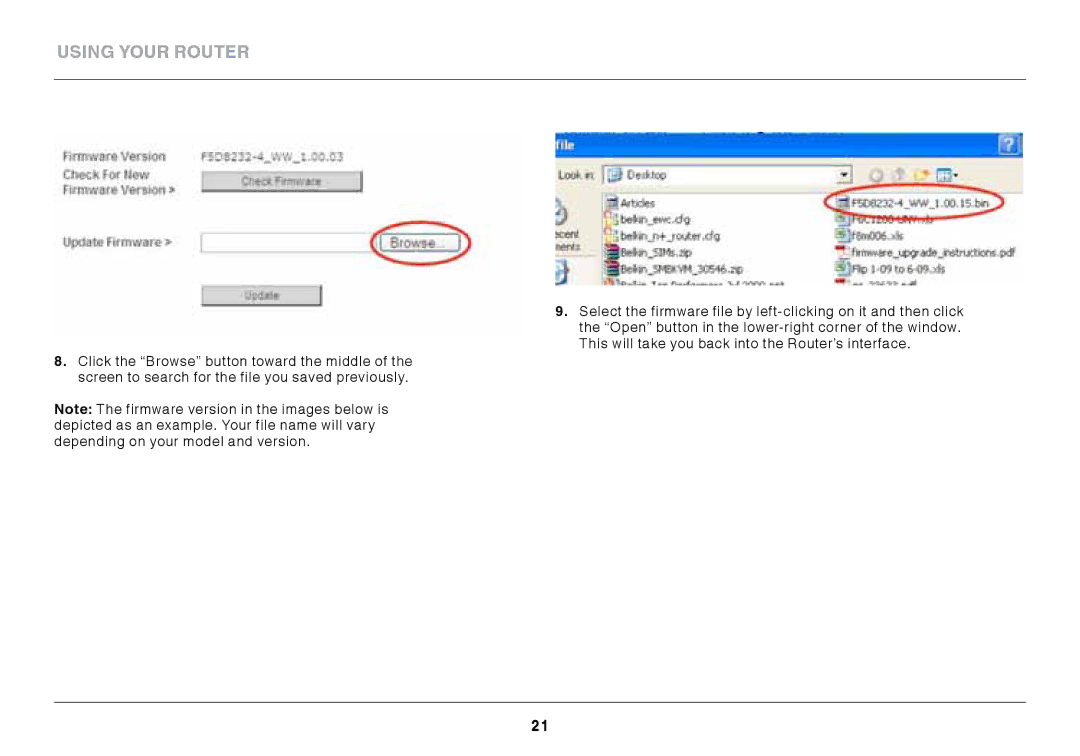 Belkin F9K1108V1 user manual Using your router 