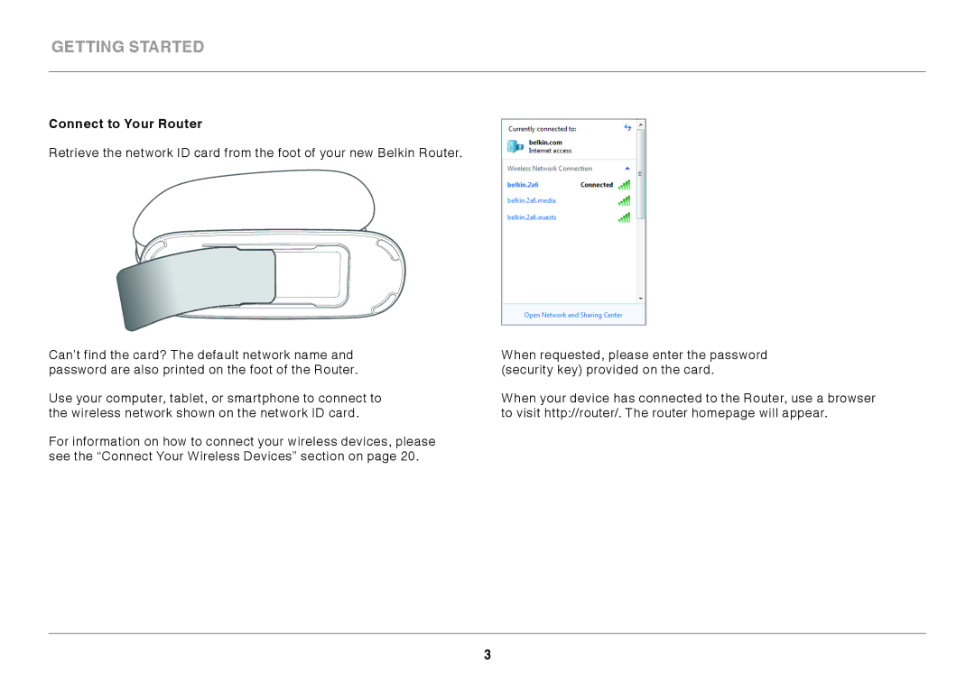 Belkin F9K1116 user manual Connect to Your Router 