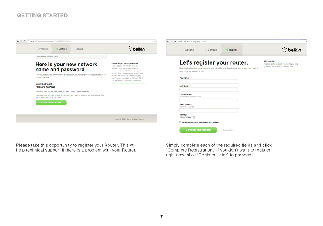 Belkin F9K1116 user manual Getting Started 