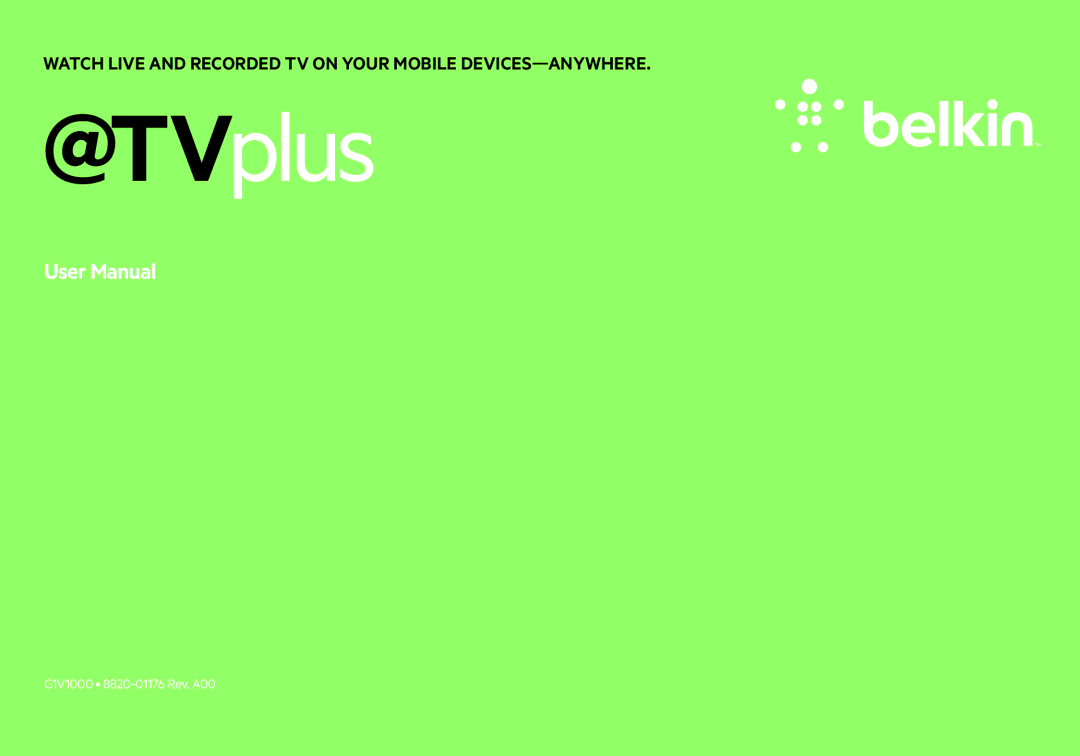 Belkin G1V1000 8820-01176 user manual @TVplus 