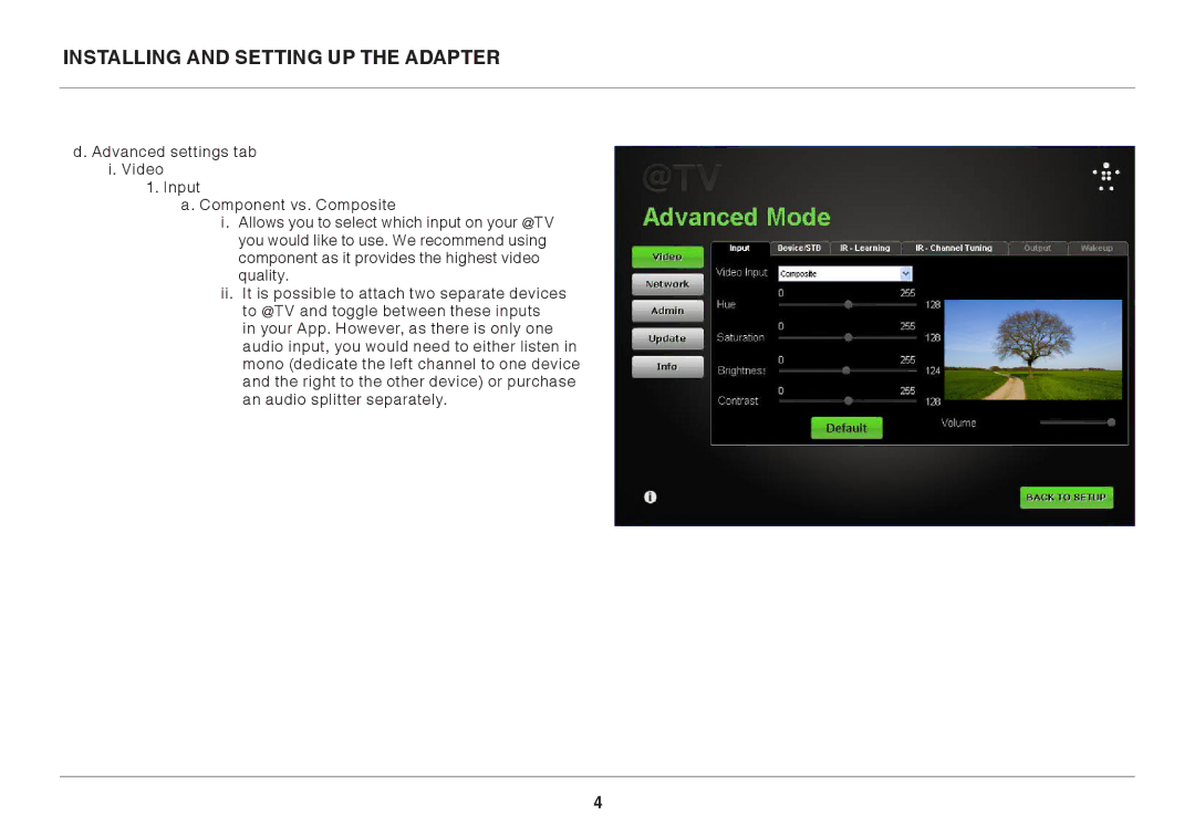 Belkin G1V1000 8820-01176 user manual Installing and Setting UP the Adapter 