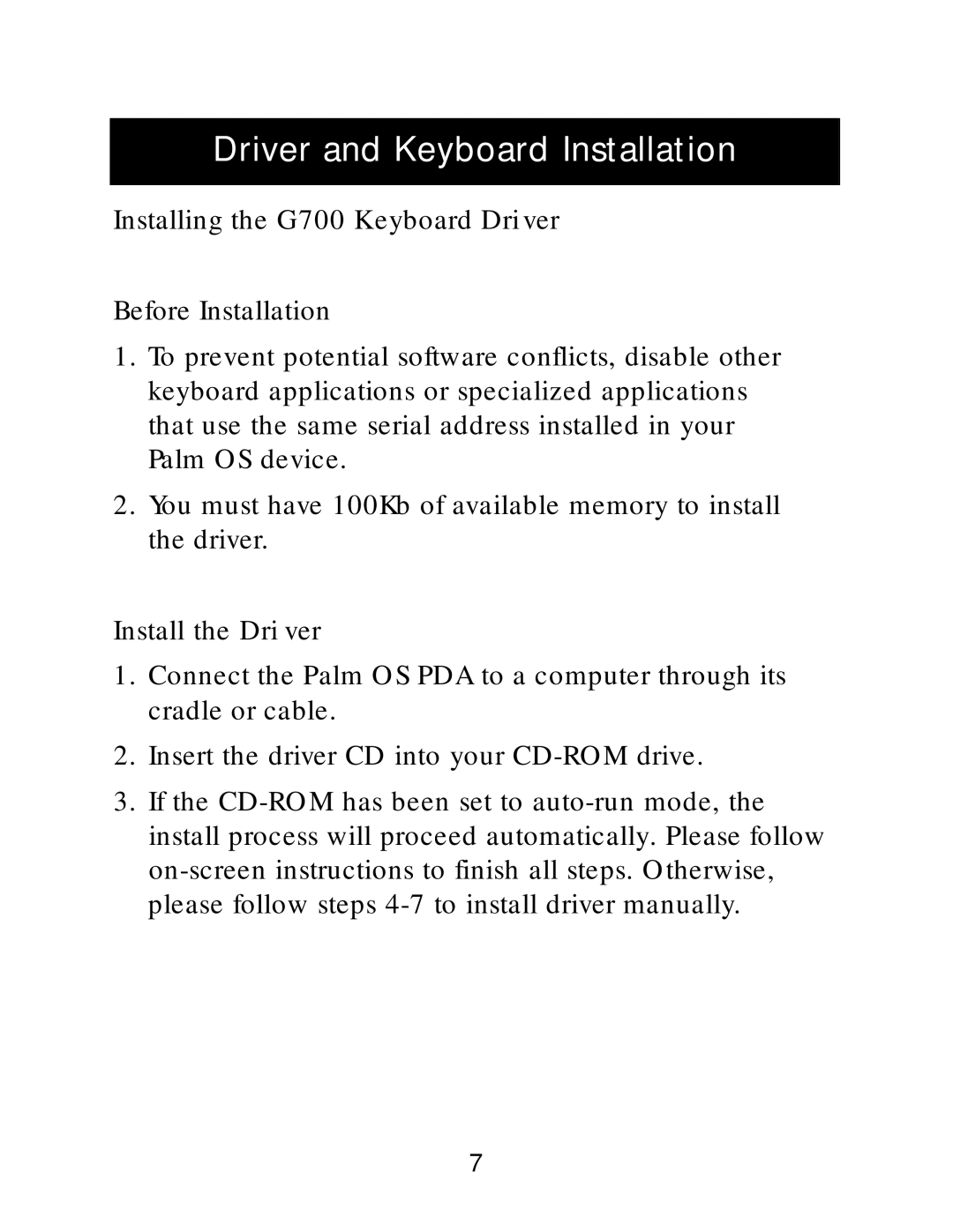 Belkin Driver and Keyboard Installation, Installing the G700 K eyboard Driver Before Installation, Install the Dri ver 