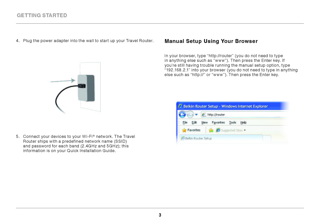 Belkin GO N300 DB user manual Manual Setup Using Your Browser 