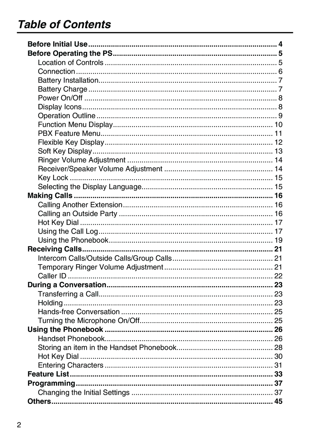 Belkin KX-TCA256 operating instructions Table of Contents 