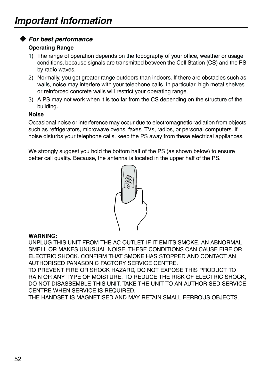 Belkin KX-TCA256 operating instructions For best performance, Operating Range, Noise 