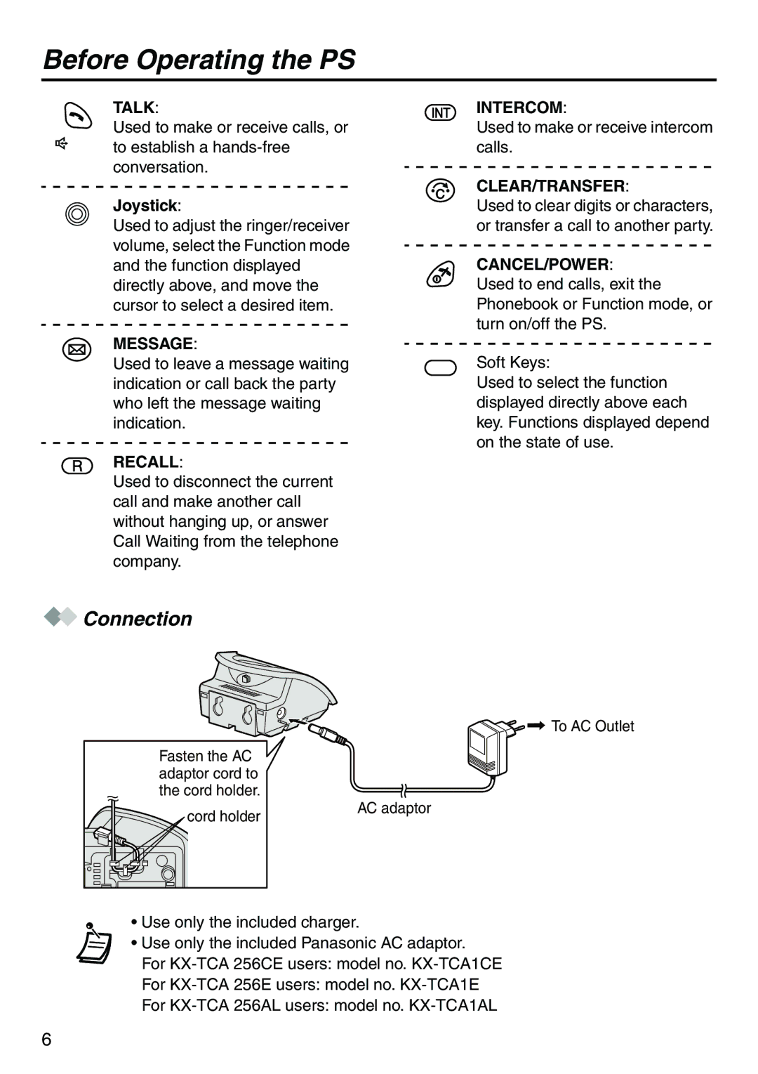 Belkin KX-TCA256 operating instructions Connection, Joystick 