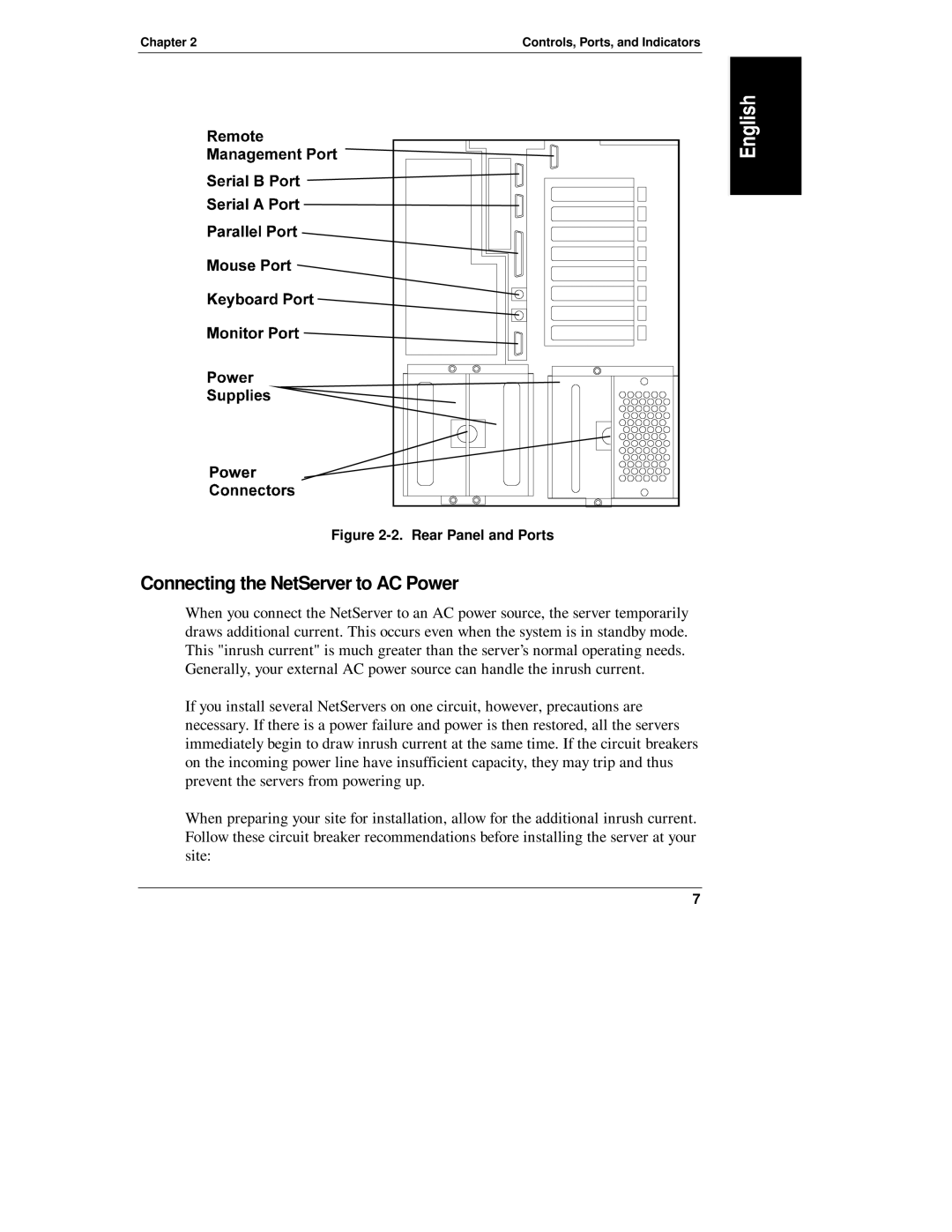 Belkin LH R, LH 4 manual Connecting the NetServer to AC Power, Rear Panel and Ports 