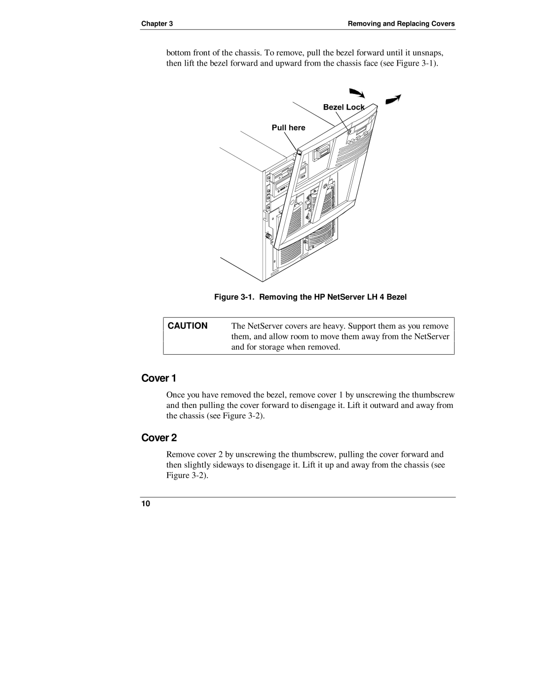 Belkin LH R manual Cover, Removing the HP NetServer LH 4 Bezel 