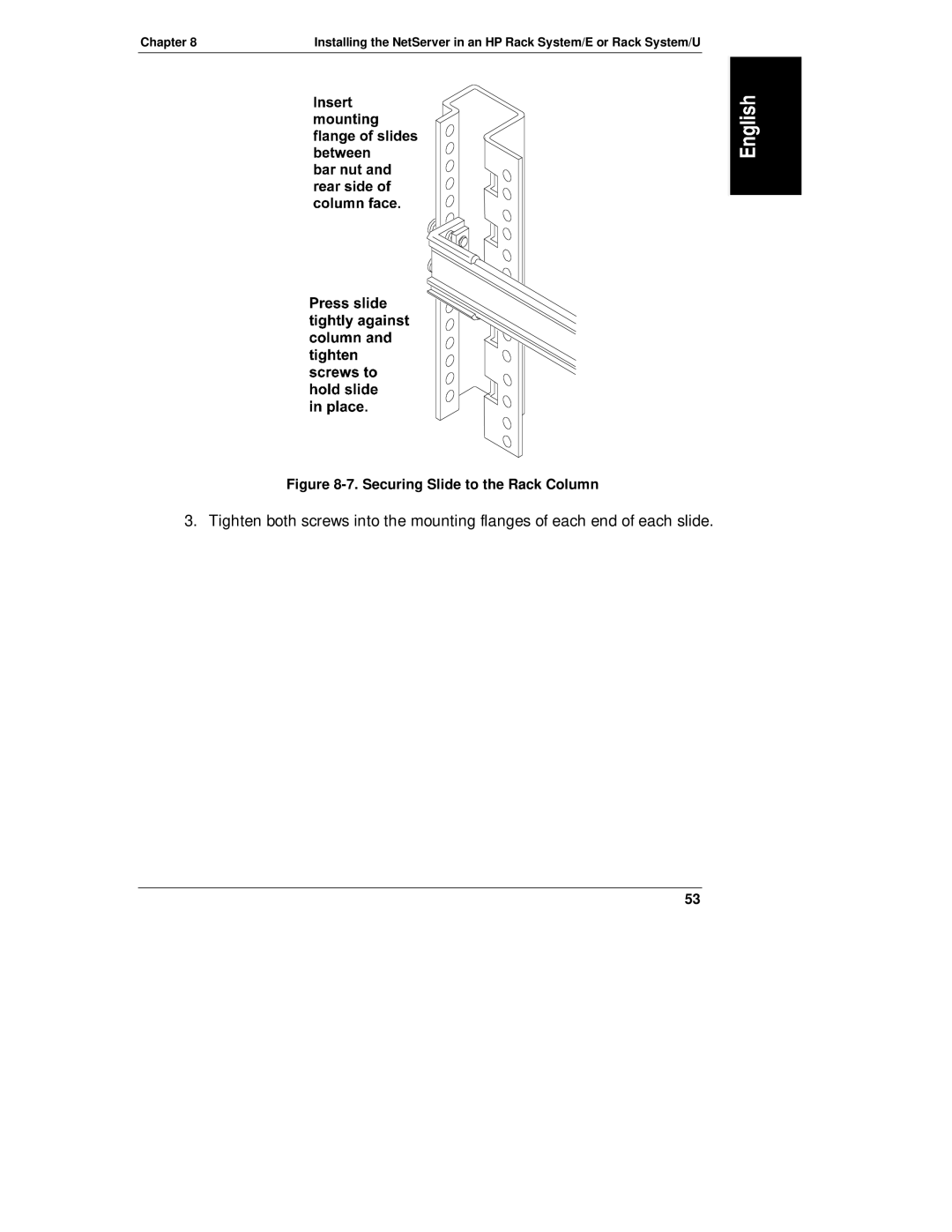 Belkin LH R, LH 4 manual Securing Slide to the Rack Column 