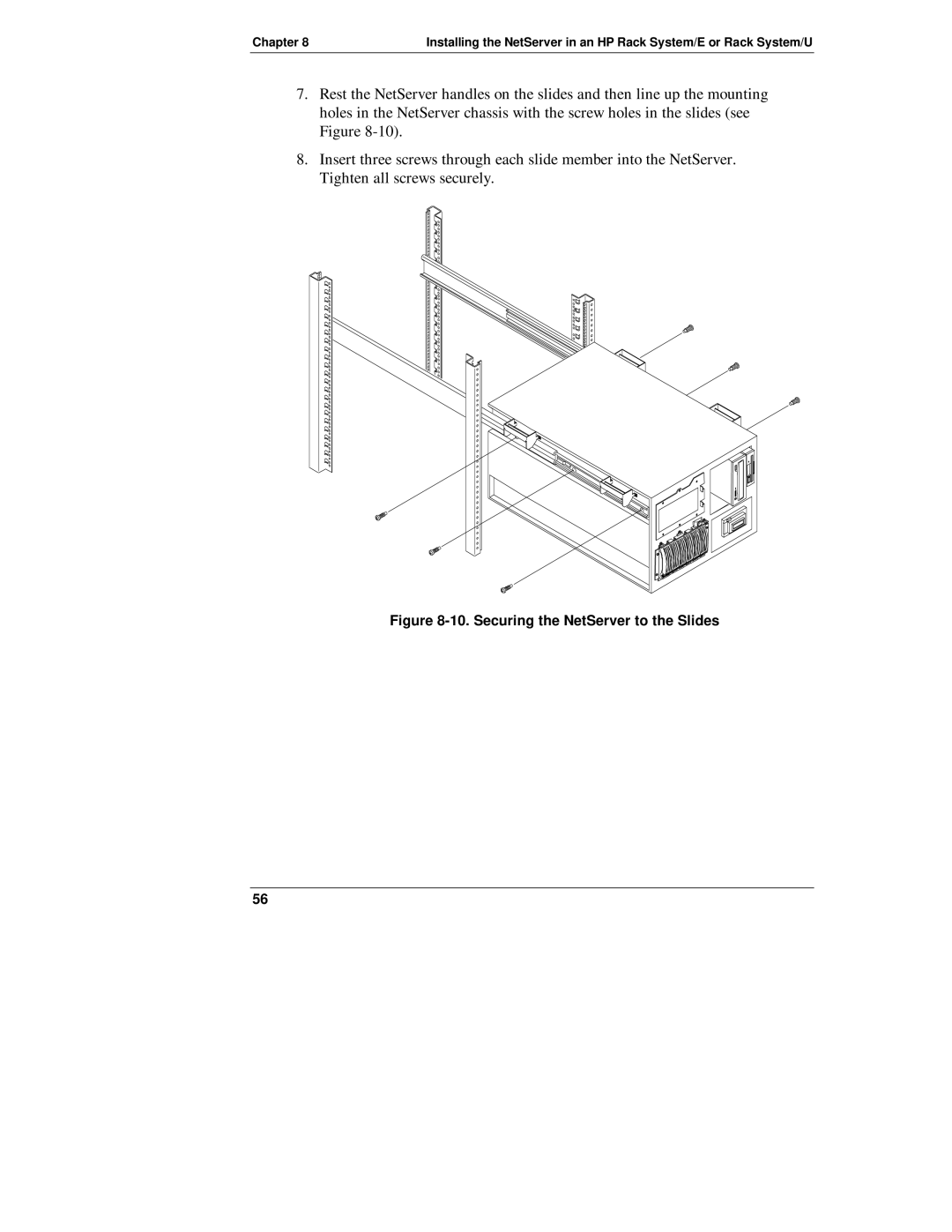 Belkin LH 4, LH R manual Securing the NetServer to the Slides 