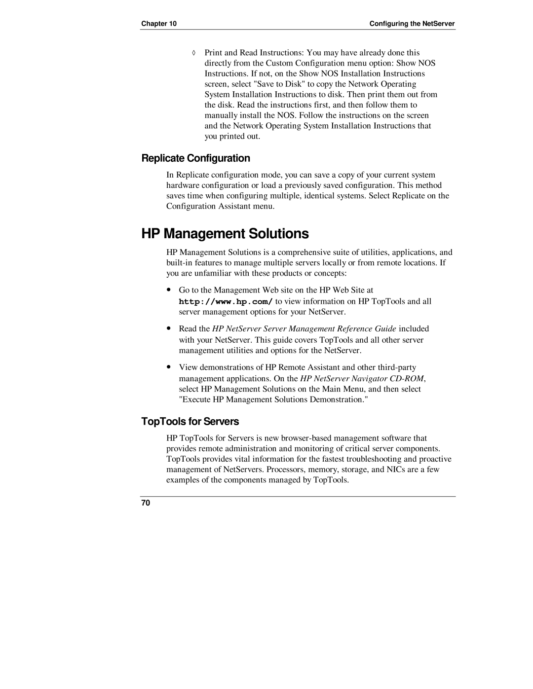 Belkin LH 4, LH R manual HP Management Solutions, Replicate Configuration, TopTools for Servers 