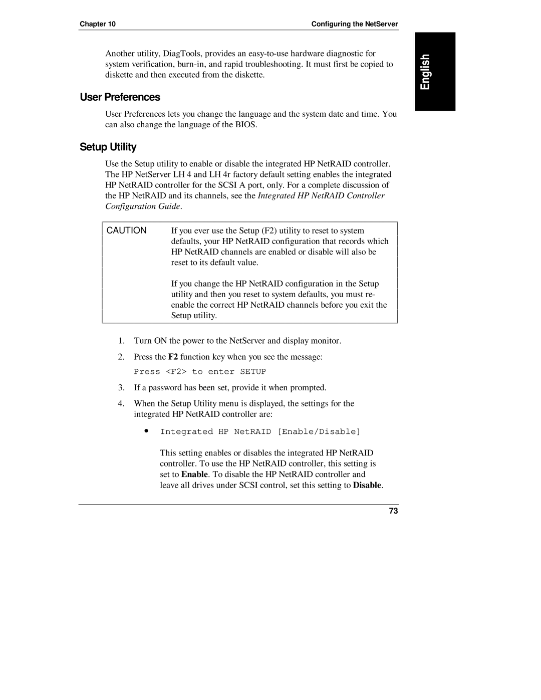 Belkin LH R, LH 4 manual User Preferences, Setup Utility 