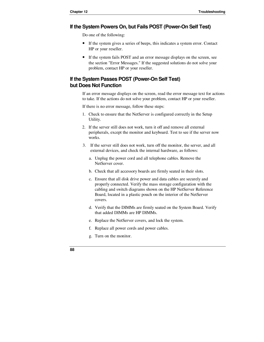 Belkin LH 4, LH R manual If the System Powers On, but Fails Post Power-On Self Test 