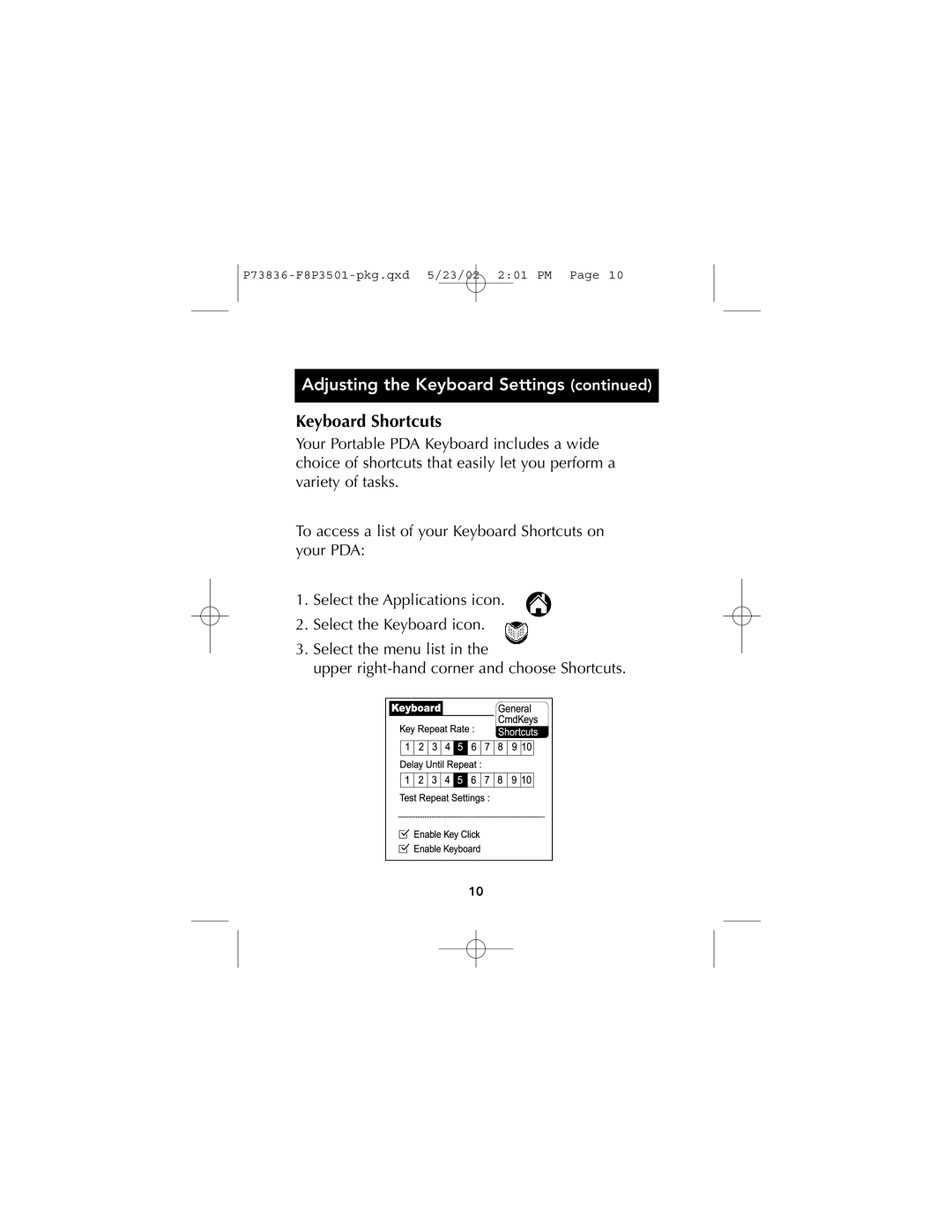 Belkin m500 manual Keyboard Shortcuts 