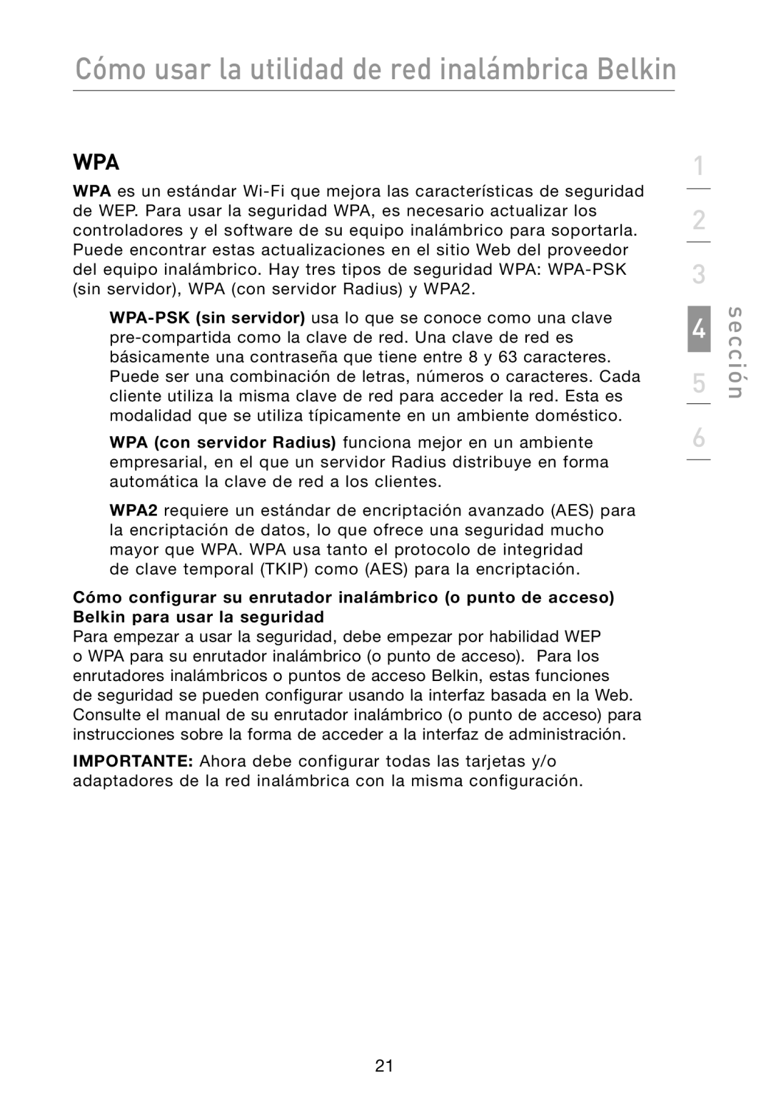 Belkin N1 user manual Wpa 