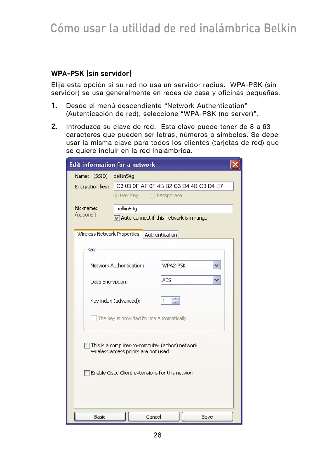 Belkin N1 user manual WPA-PSK sin servidor 